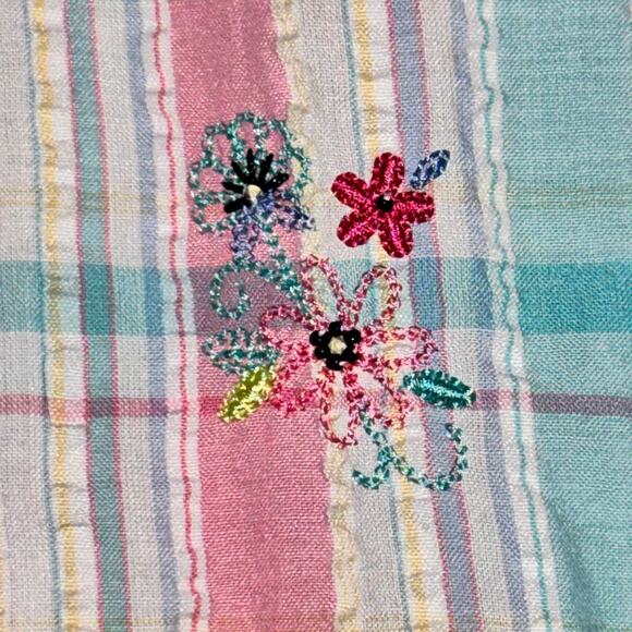 Alfred Dunner Button Front Jacket Women's Size 14 Pastel Plaid Embroidered Light - Picture 4 of 10